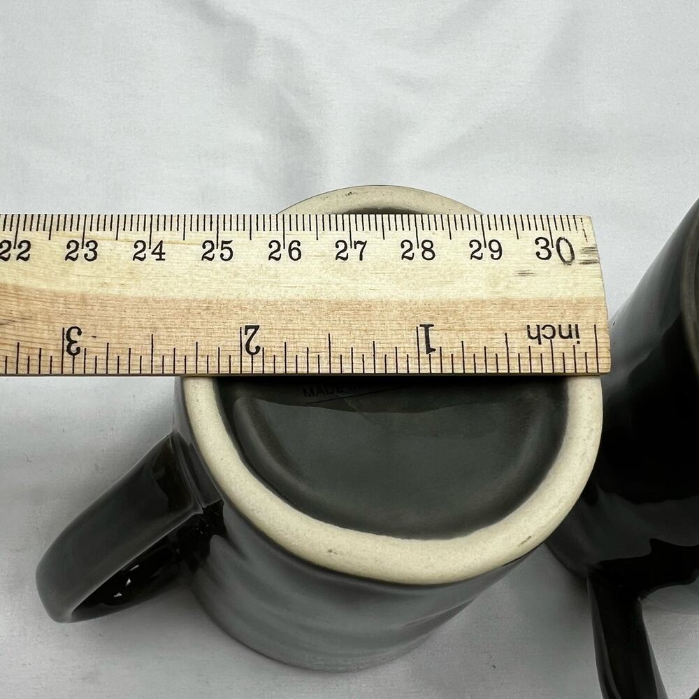 Crate & Barrel Portugal Rustic Ceramic Coffee Cups Dark Gray (2) - Picture 6 of 7